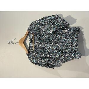 ANA A New Approach Women’s Floral Blouse Petite Medium PM Short Sleeve Top NWT